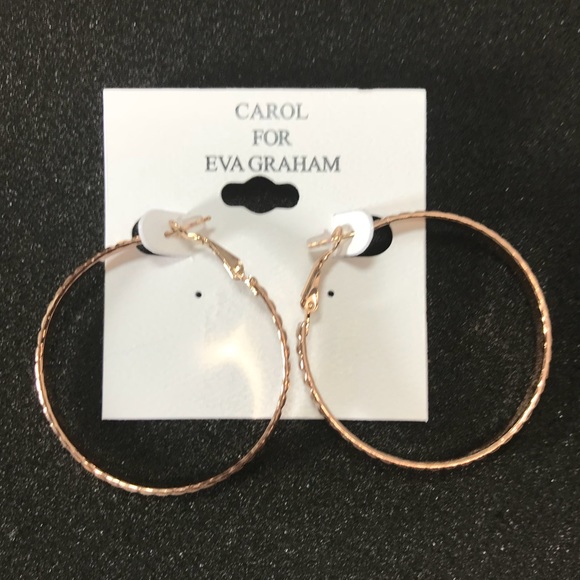 🆕 Carol for Eva Graham Rose Gold Toned Hoops - Picture 1 of 2